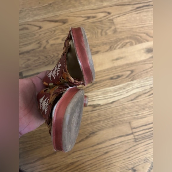 Pikolinos Boho Aztec Leather Mule Slide Open Toe Red  Heel Sandal Size 36 - Picture 6 of 11